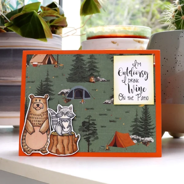 Funny Outdoorsy Greeting Card with Bear and Raccoon