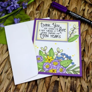 Funny greeting card with flowers and greeting about Teen Years